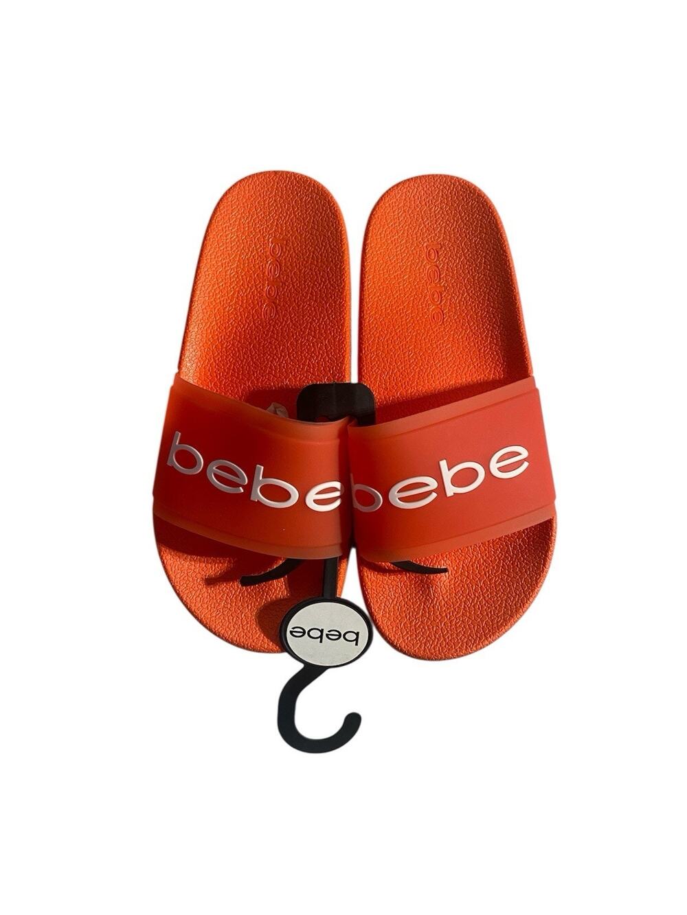 bebe Francia Women’s Pool Slide Sandals Size 8M Orange Platform Logo Summer NEW